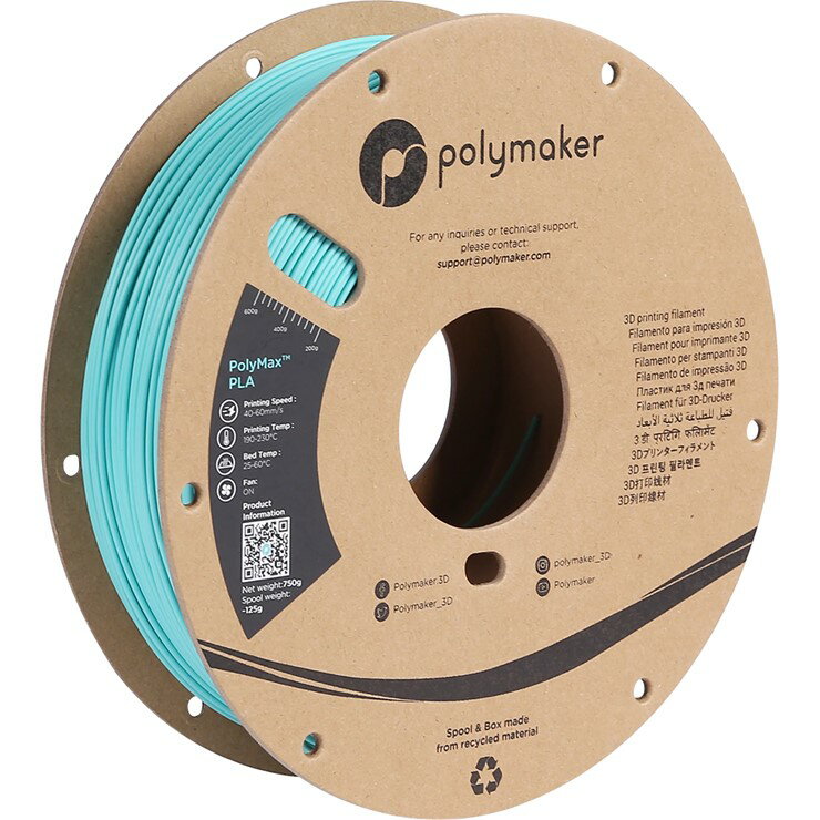 【メーカー直送】 Polymaker 3Dプリンター用フィラメント PolyMax PLA 径1.75mm 750g ティール PA06010