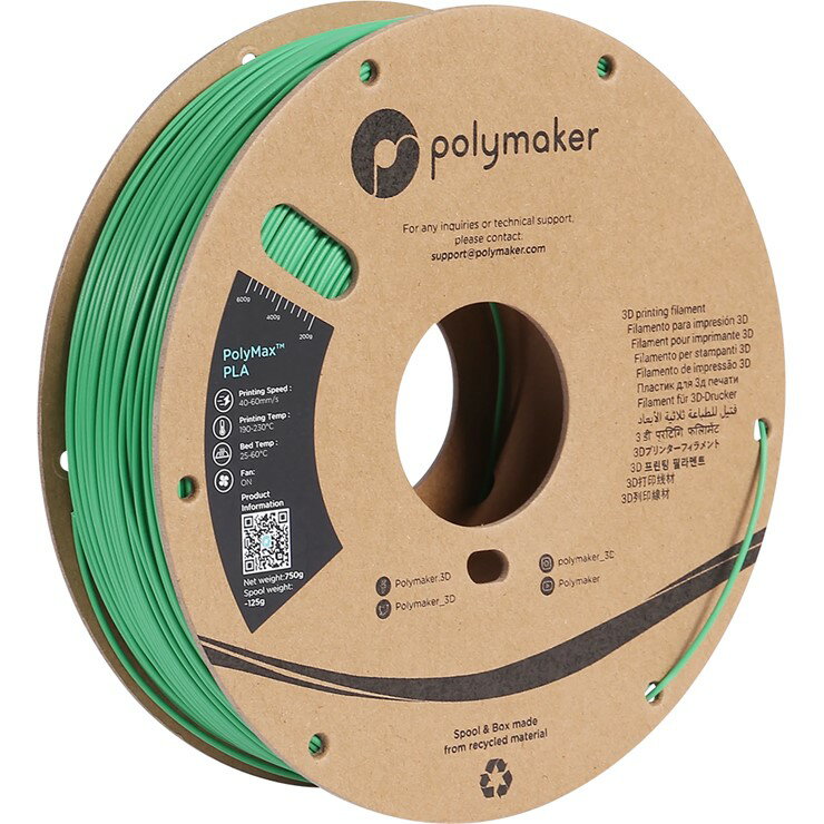 【メーカー直送】 Polymaker 3Dプリンター用フィラメント PolyMax PLA 径1.75mm 750g グリーン PA06006