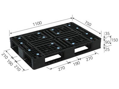 【メーカー直送】 法人様限定 D4-075110 サンコー プラスチックパレット 三甲 ブラック （プラパレ）