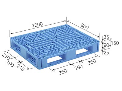 【メーカー直送】 法人様限定 D4-810-2 サンコー プラスチックパレット 三甲 ライトブルー （プラパレ）