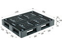 【メーカー直送】 法人様限定 D4-911-2 サンコー プラスチックパレット 三甲 ブラック (プラパレ)