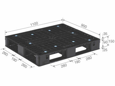 【メーカー直送】 法人様限定 D4-911-3 サンコー プラスチックパレット 三甲 ブラック （プラパレ）