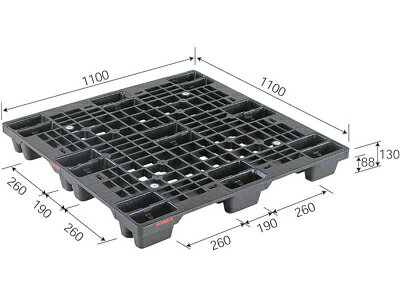 【メーカー直送】 法人様限定 SN4-1111 サンコー プラスチックパレット 三甲 ブラック （プラパレ）