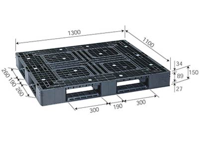 【メーカー直送】 法人様限定 D4-1113-3 サンコー プラスチックパレット 三甲 ブラック （プラパレ）