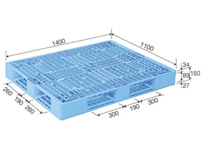 【メーカー直送】 法人様限定 D4-1114-2 サンコー プラスチックパレット 三甲 ライトブルー （プラパレ）