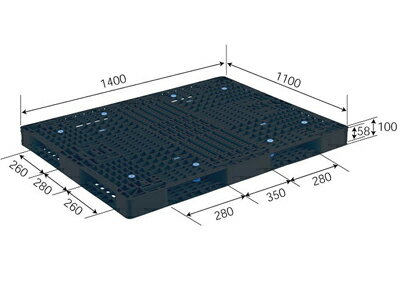 【メーカー直送】 法人様限定 R4-1114-6 サンコー プラスチックパレット 三甲 ブラック （プラパレ）