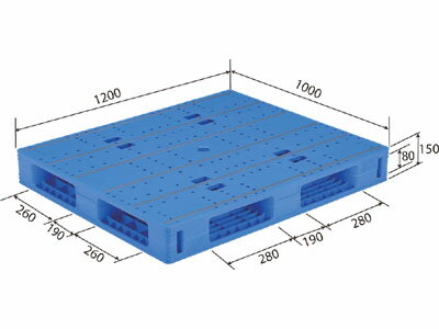 【メーカー直送】 法人様限定 LX-1012R4 サンコー プラスチックパレット 三甲 ブルー （プラパレ）