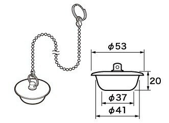 RLXGVDT411 パナソニック チェーン付ゴム栓 53 37 20mm チェーン長さ：620mm