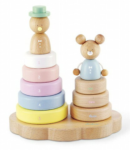 ベビーギフト 木製玩具 1.5才〜 RAINBOW RING TOWER KT-70006 キシマ 出産祝い 木製おもちゃ