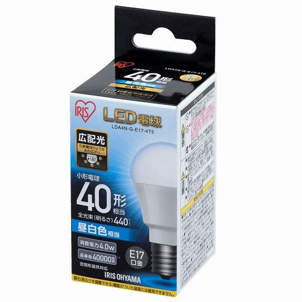 LDA4N-G-E17-4T5 アイリスオーヤマ LED電球 昼白色 広配光 (E17)