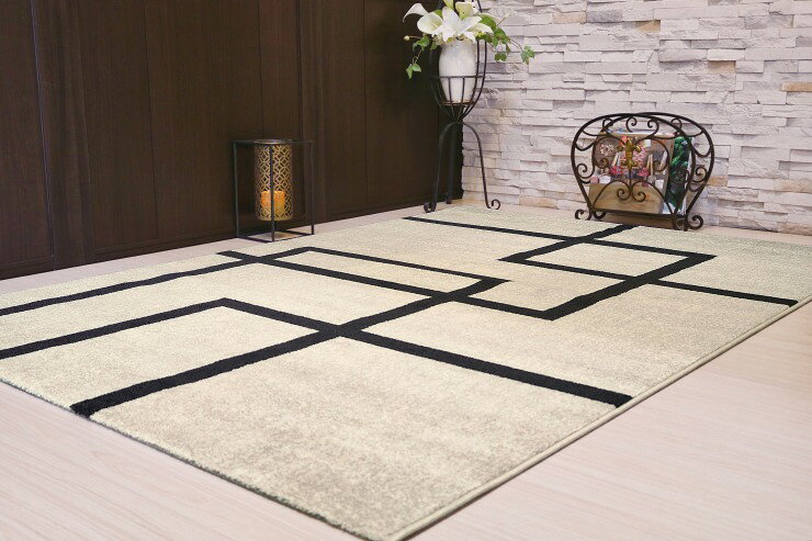 【メーカー直送】 カーペット ラグ マット 約1.5畳 133×195 アイボリー ウィルトン織 ベルギー産 ルフト 32556-6238 Globe ディーパス [2]