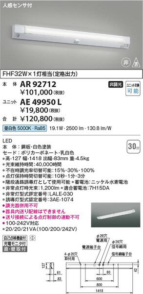 AE49950L コイズミ ユニット(本体別売) 誘導灯用 LED(昼白色) 2