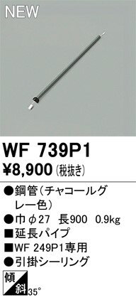 WF739P1 オーデリック シーリングファン延長パイプ L900 チャコールグレー