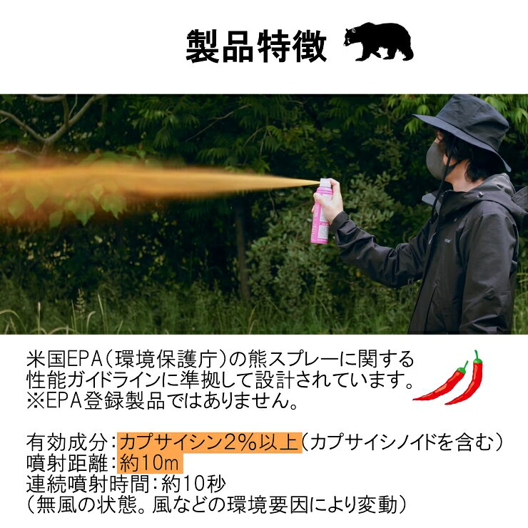 【即納】 TVで紹介されました！ 熊よけスプレー 熊一目散 280ml 噴射距離10m カプ...