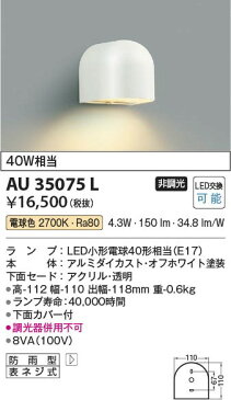 AU35075L コイズミ 表札灯 LED(電球色)