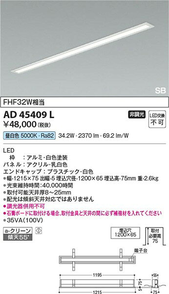 AD45409L コイズミ キッチンライト LED(昼白色) [2]