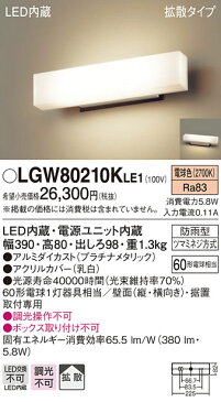 LGW80210KLE1 パナソニック ポーチライト 勝手口灯 表札灯 LED(電球色)