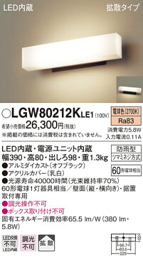 LGW80212KLE1 パナソニック ポーチライト 勝手口灯 表札灯 LED(電球色)