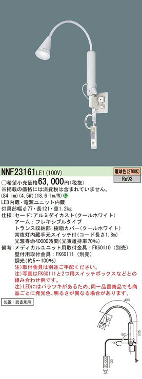 NNF23161LE1 パナソニック ロングアーム式ベッドライト LED 電球色 調光