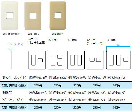 コネクト オンラインのWN6006W パナソニック フルカラーモダンプレート 6コ用 ミルキーホワイト｜アングル2