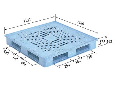 【メーカー直送】 法人様限定 D4-1111FN サンコー プラスチックパレット 三甲 ライトブルー （プラパレ） 2