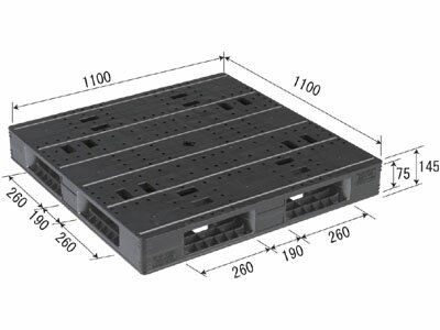 【メーカー直送】 法人様限定 LX-1111R4 サンコー プラスチックパレット 三甲 ブラック （プラパレ） 2