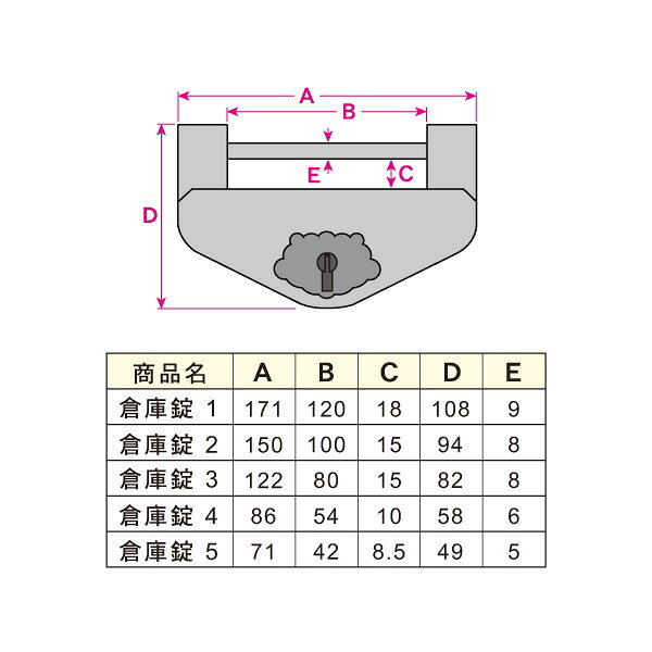 30480045 FUKI 倉庫錠5 小小 (ブルドッグ印 倉庫錠 代替品)