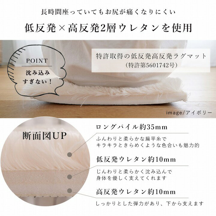 【メーカー直送】 トシシミズ CM-205-35R-MYE 35cm丸形 ラグ リビング マット おしゃれ 床暖ホットカーペット 洗える 低反発高反発2層シャギーチェアパッド マスタードイエロー [3]