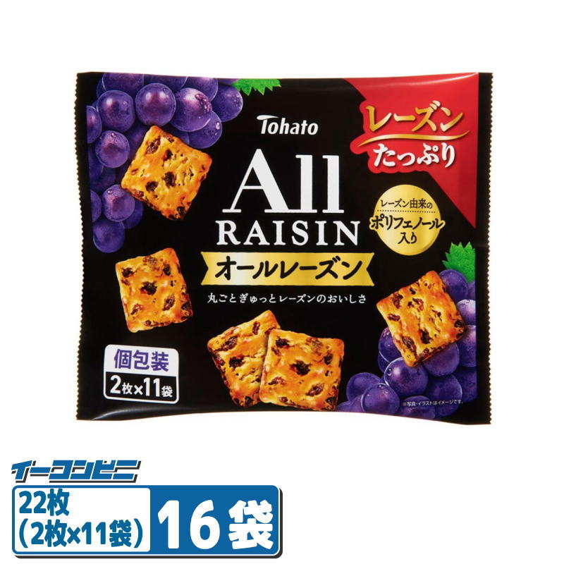 【お取り寄せ】東ハト オールレーズン ファミリーサイズ22枚（2枚×11袋）×16袋