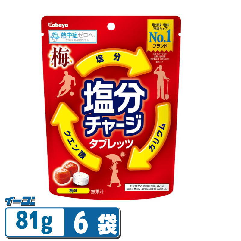 【お取り寄せ】カバヤ 塩分チャージタブレッツ 梅81g×6袋 熱中症予防 ミネラル補給