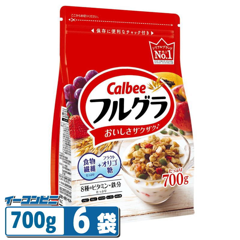 オーツ麦を主原料とし、複数の穀物を香ばしく焼き上げたザクザク食感のグラノーラとフルーツの酸味と甘みがひとさじで楽しめる朝食シリアル。食物繊維たっぷり＋オリゴ糖入り、鉄分＆8種のビタミンもたっぷり。おいしさと栄養がうれしいワンボウル朝食でここちのよい目覚めにぴったりです。 内容量 700g 原材料名 オーツ麦（オーストラリア又はフィンランド又はその他）、ライ麦粉、砂糖、小麦粉、乾燥果実（パパイヤ、レーズン、りんご、いちご）、ココナッツ、デキストリン、植物油、米粉、コーンフラワー、水溶性食物繊維、かぼちゃの種、アーモンドパウダー、食塩、小麦ふすま、玄米粉、フラクトオリゴ糖シロップ、乳糖 / グリセリン、クエン酸鉄Na、酸味料、酸化防止剤（ビタミンE、ビタミンC、ローズマリー抽出物）、加工デンプン、ナイアシン、パントテン酸Ca、ビタミンA、ビタミンB6、ビタミンB1、葉酸、ビタミンD、ビタミンB12 オーツ麦の産地は、製造の前年度使用実績順 ・栄養成分表示 1食分50g当たり エネルギー：222kcal、たんぱく質：3.6g、脂質：8.0g、コレステロール：0mg、炭水化物：36.1g（糖質：31.6g、食物繊維：4.5g）、食塩相当量：0.2g、カルシウム：15mg、鉄：5.0mg、ビタミンA：257μg、ビタミンD：1.84μg、ビタミンB1：0.40mg、ナイアシン：4.4mg、ビタミンB6：0.44mg、ビタミンB12：0.80μg、葉酸：80μg、パントテン酸：1.6mg β－グルカン：0.7g、フラクトオリゴ糖：70mg ・ご注意 ●対象年齢：3才頃から ●素材によってかたいものがあります。気をつけてお召し上がりください。 ＊商品のリニューアル等により、商品パッケージや記載されている内容が異なる場合がございます。