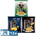 カルビー 堅あげポテト65g 3種各4袋セット(計12袋) うすしお味/ブラックペッパー/焼きのり味 レギュラーサイズ