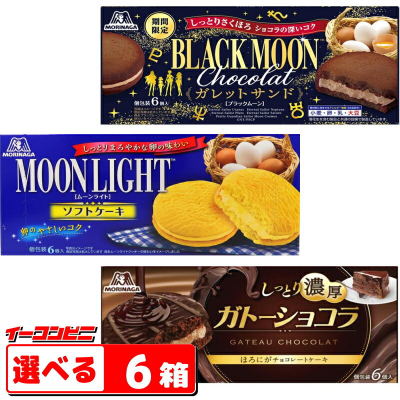 森永製菓　ソフトケーキ　ガトーショコラ／ムーンライト／ブラックムーン　組み合わせ選べる6箱 【送料無料(沖縄・離島除く)】のサムネイル