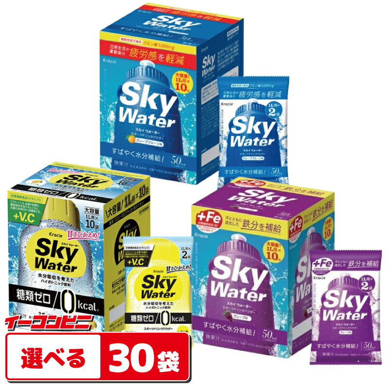 クラシエ スカイウォーター 粉末ドリンク 組み合わせ選べる6箱（計30袋）※合計60リットル分相当 スポドリ粉末