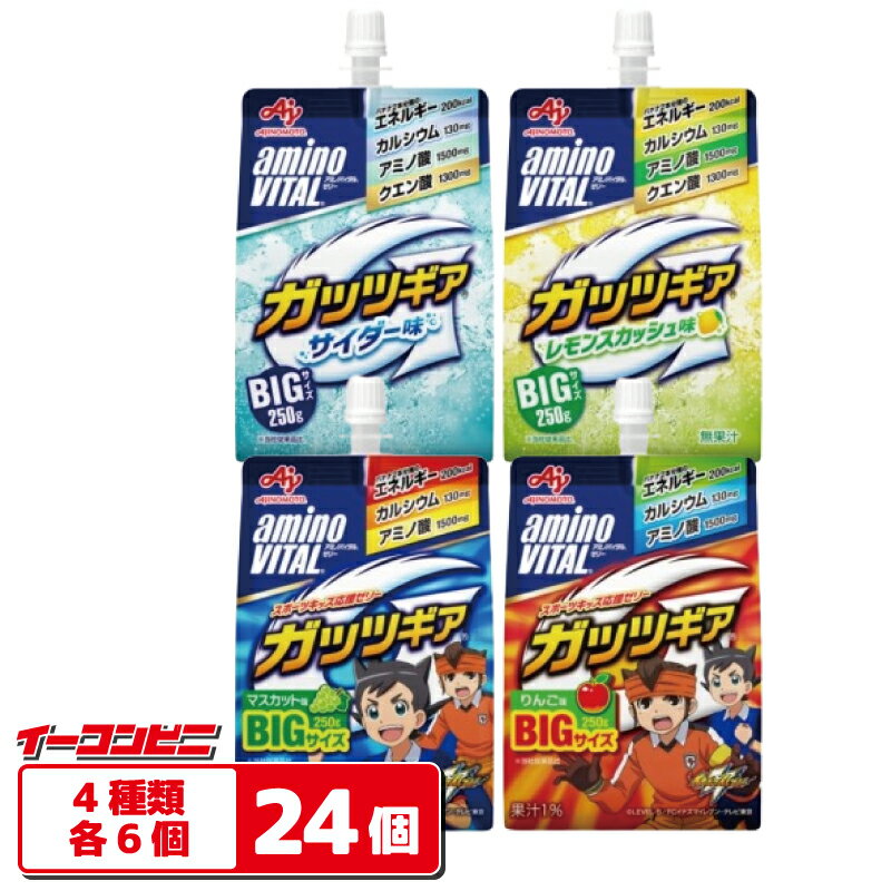 味の素 アミノバイタル ガッツギア　250g パウチ 4種各6個セット（計24個） 【りんご／レモンスカッシュ／サイダー／マスカット】