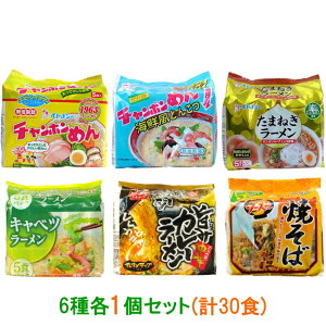 【送料無料(沖縄・離島除く)】イトメン　袋めん　5食パック　6種各1個セット(計30食)