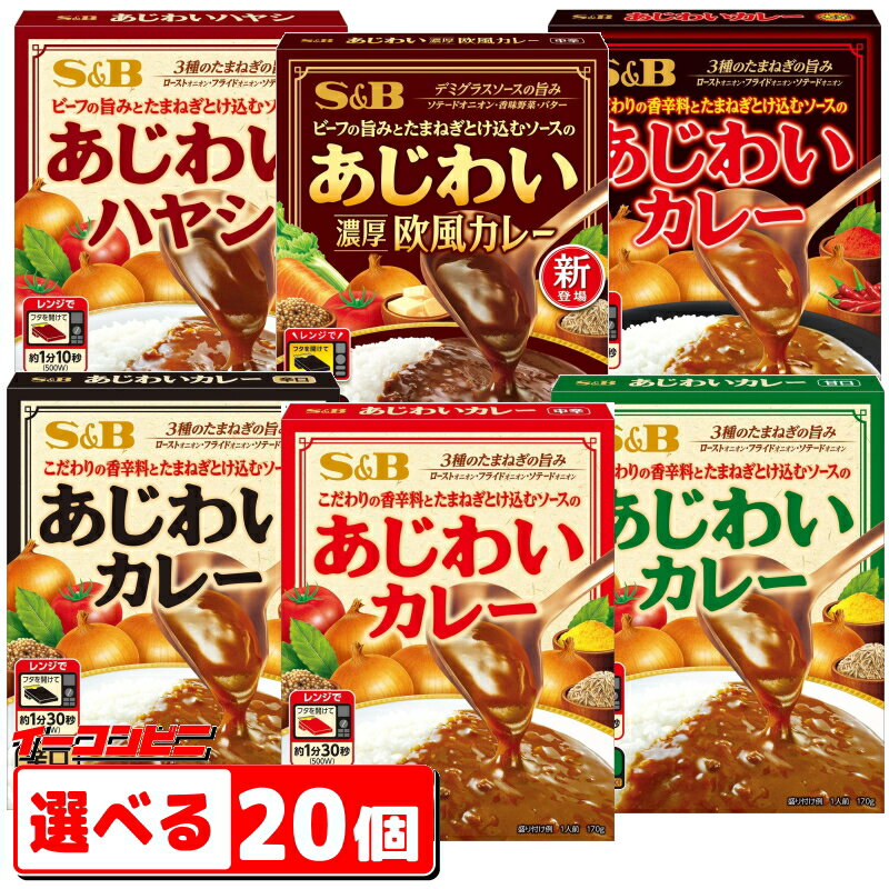 エスビー食品 あじわいカレー 170g ／ハヤシ150g 組み合わせ選べる20個 （レンジ対応） レトルトカレーのサムネイル