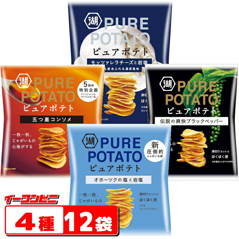 湖池屋　ピュアポテトシリーズ52～55g　4種各3袋セット（計12袋）じゃがいも心地　PURE POTATO