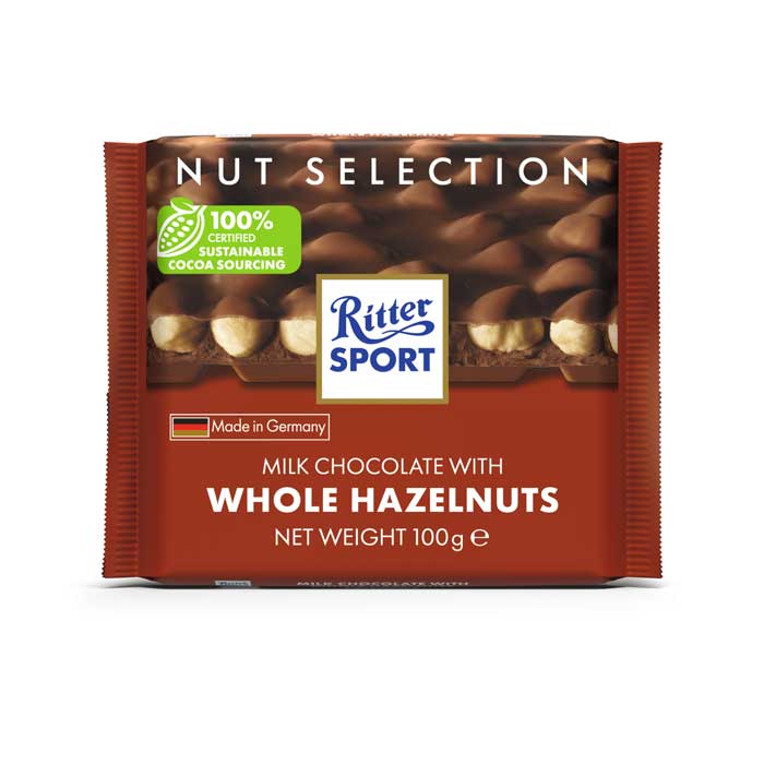 リッター　ホールヘーゼルナッツ 100g 板チョコ　Ritter SPORT【クリスマス　バレンタイン　チョコレート　義理チョコ　会社　職場】のサムネイル
