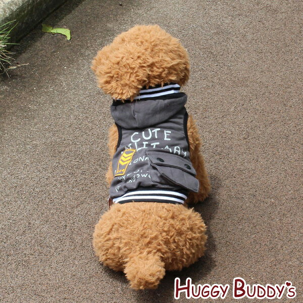 キュート♪ミリタリーパーカー（グレー）　（XS〜XLサイズ）HUGGY BUDDY'S(ハギーバディーズ)【メール便送料無料/代引不可】 《犬　犬用品　犬 服 犬の服 ドッグウェア》 《》【RCP】のサムネイル