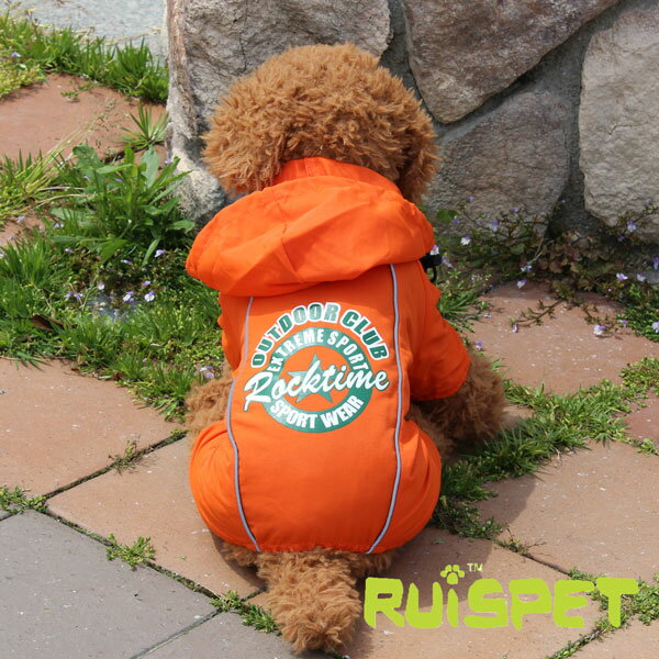 カラフルレインコート/オレンジ　中-大型犬用　（2XL-4XLサイズ）【RUISPET ルイスペット】【メール便送料無料/代引不可】【犬 服 犬の服 ドッグウェア】 《》【RCP】