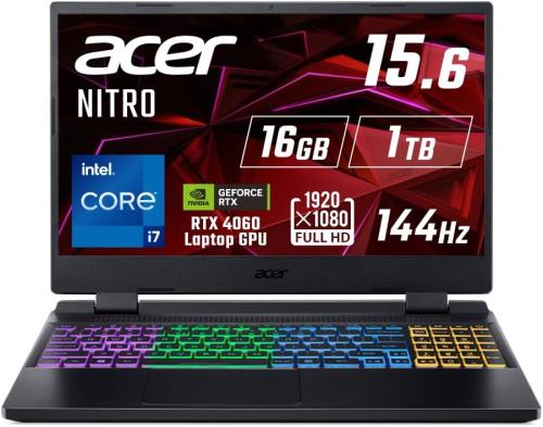 ★☆エイサー / Acer Nitro 5 AN515-58-N76Z46/4 [オブシディアンブラック] (Win11/i7 12650H/メモリ16GB/SSD1TB/RTX 4060)【ノートパソコン】
