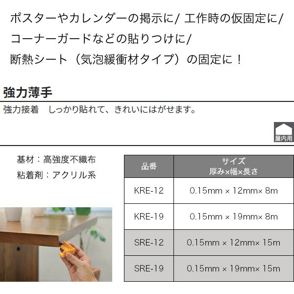 3M スコッチ はがせる両面テープ 強力 薄手 19mm×15m SRE-19