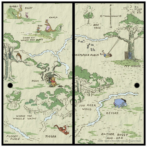 くまのプーさんふすま紙 地図 NTLWP-009F アサヒペン ふすまの貼換え、お部屋のデコレーションに ふすま枠2枚分 紙幅 92cm×長さ182cm