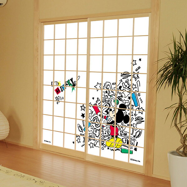 【楽天スーパーSALE 10％OFF】障子紙 ディズニー ミッキー 落書き 幅92cm×長さ182cm 2枚組 アサヒペン ..