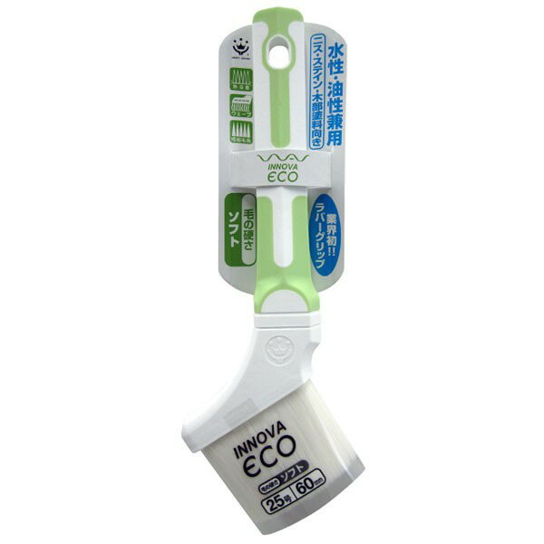 刷毛 INNOVA ECOハケ ソフト 60mm 25号 ×6本 ハンディクラウン はけ ハケ 塗装ハケ 塗装刷毛 水性塗料 油性塗料 兼用 塗料 ニス ステイン ラバーグリップ M1