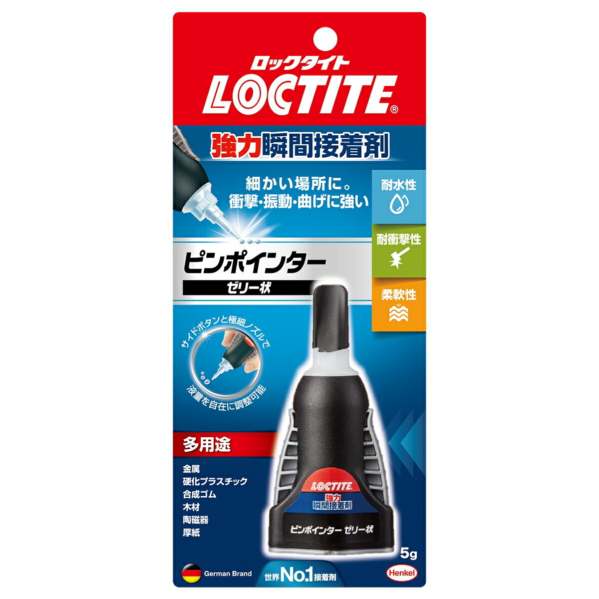 瞬間接着剤 ロックタイト 強力瞬間接着剤 ピンポインター ゼリー状 5g LPJ-005 ヘンケルジャパン 接着剤 強力 強力接着剤 プラスチック 補修 多用途 M6のサムネイル