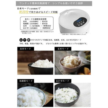 アイネクス AINX 糖質カット炊飯器 炊飯器 スマートライスクッカー ホワイト Smart Rice Cooker 炊飯器 低糖質 AX-RC3W 白
