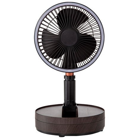 スリーアップ 充電式LEDマルチファン 扇風機 充電式 コードレス LEDライト搭載 卓上 床置き コンパクト 持ち運び 折り畳み 伸縮 リビング 寝室 キッチン ブラウンウッド LF-T2104BRのサムネイル