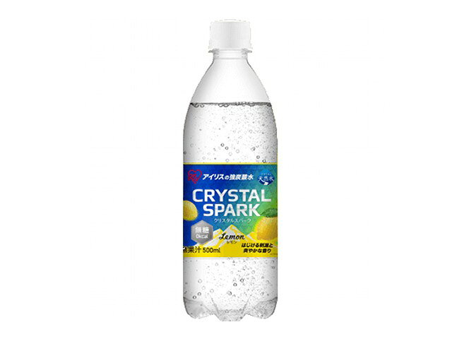 eでんでん楽天市場店のラベルあり アイリスの強炭酸水 CRYSTAL SPARK クリスタルスパーク レモン 500ml×24本 無糖 0kcal 無果汁 強炭酸水 アイリスオーヤマ IRIS OHYAMA 4562403570468｜アングル2